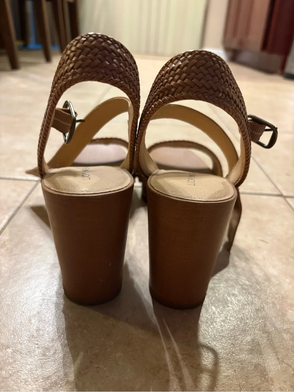 Lucky Brand Woven Tan Platform Wedges